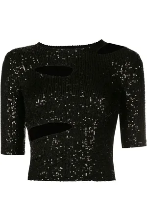 Gloria Coelho Sequin-embellished cropped top