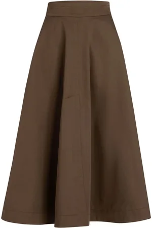 Patou Organic-cotton gabardine midi skirt