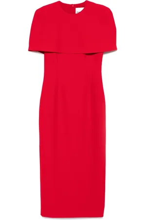 Roland Mouret Cape-detail crepe midi dress