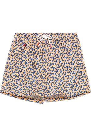 Kiton Leaf-print swim shorts
