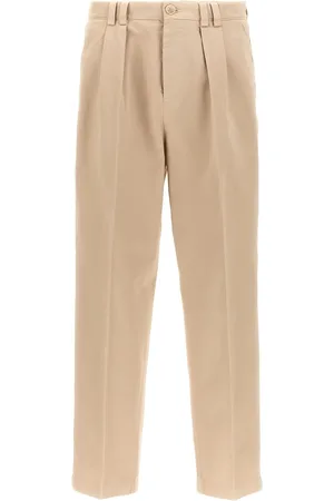 Brunello Cucinelli Mid-rise tapered cotton trousers