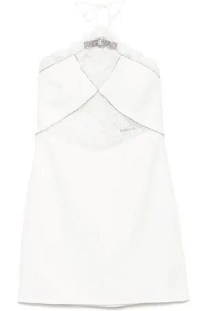 Self-Portrait Crepe halter-neck mini dress