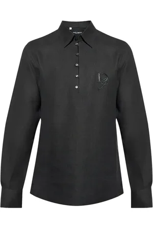 Dolce & Gabbana Logo-embroidered linen shirt