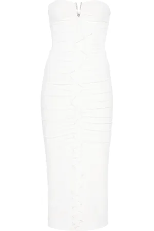 NISSA Ruffled-detailed midi dress