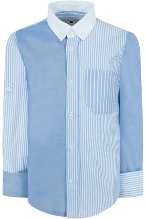 Lapin House Stripe-panel cotton shirt