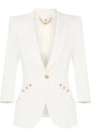 Elisabetta Franchi Logo-buttons crepe blazer