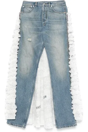 Moschino Ruffled-train jeans