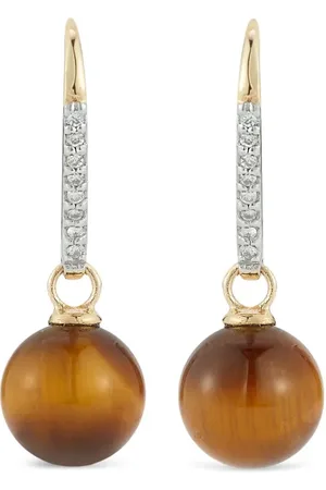 Mateo 14kt yellow tiger eye and diamond drop earrings