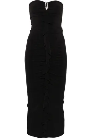 NISSA Ruffled-detailed midi dress