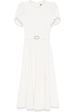 NISSA Faux-pearl detailed midi dress