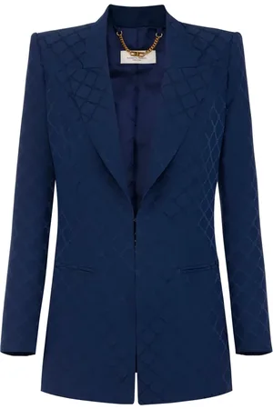 Elisabetta Franchi Diamond-jacquard satin blazer