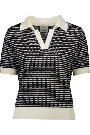 Allude Intarsia-knit polo top