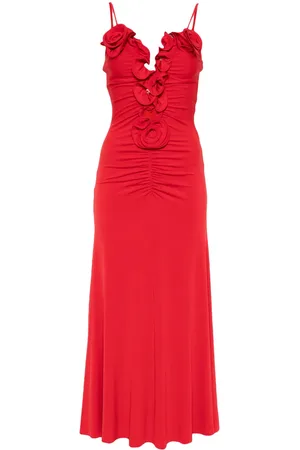 NISSA Floral-appliqué midi dress