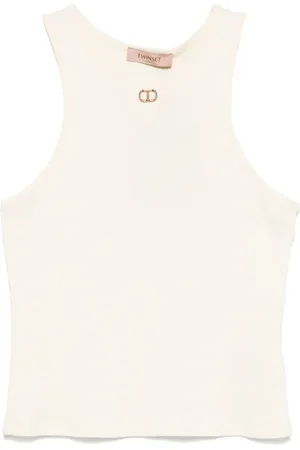 Twin-Set Oval T fine-ribbed tank top
