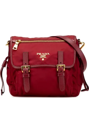 Prada 2010-2024 Saffiano Trimmed Tessuto Zip Double Buckle Messenger Bag crossbody bag