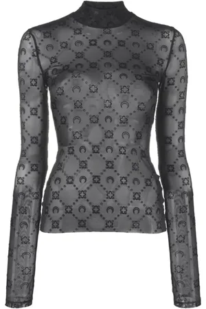 Marine Serre Moonogram-flocked mesh top