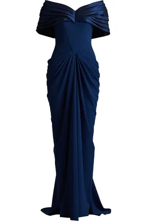 Tadashi Shoji Seraphine pleated portrait collar gown