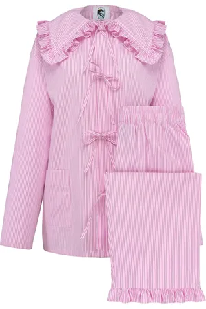 Sleeper Striped ruffled pajama set