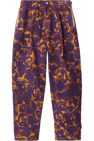 Burberry Floral-print cotton straight trousers