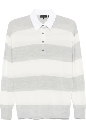 THEORY Striped polo top