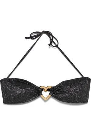Moschino Glitter metal-heart bikini top