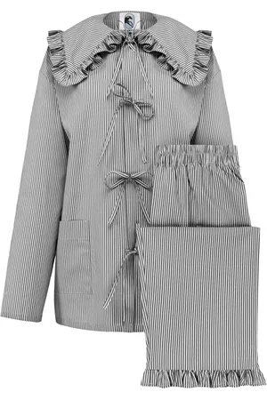 Sleeper Striped ruffled pajama set