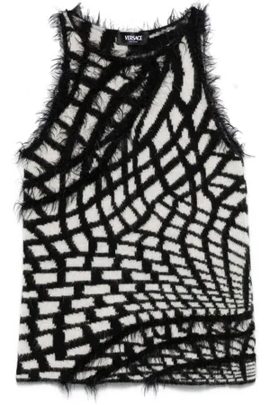 VERSACE 2000s geometric-pattern top