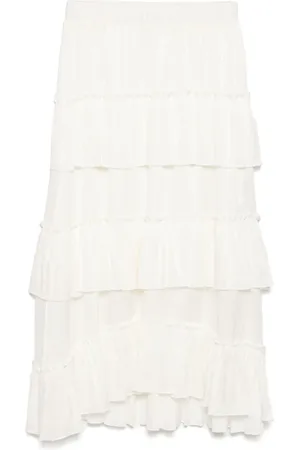 B+AB Tiered ruffle midi skirt