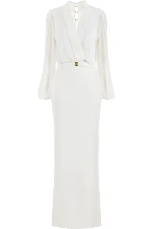 Elisabetta Franchi Belted crepe maxi dress
