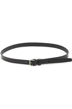 Saint Laurent Resin-insert brushed-leather belt