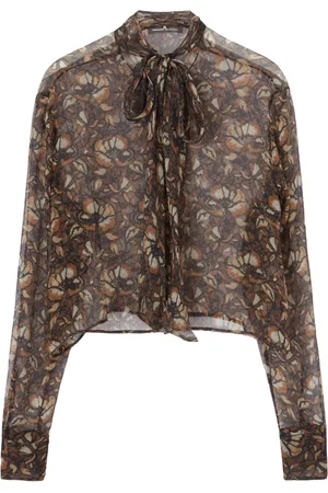 ERMANNO SCERVINO Macramé lace-print silk shirt