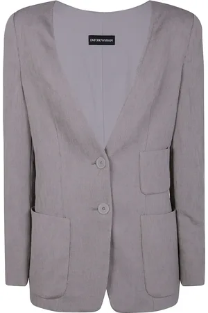 Emporio Armani Ribbed single-breasted blazer
