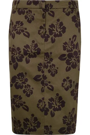 Aspesi Hibiscus-print cotton midi skirt