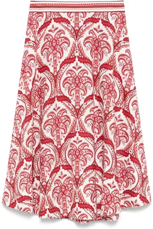 Farm Rio Tropical cameo-print midi skirt
