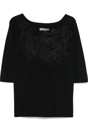 D.EXTERIOR Lace-panelling top