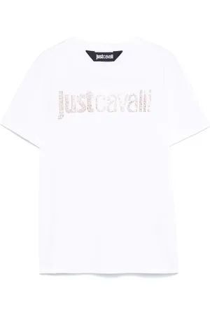 Roberto Cavalli Rhinestone-logo T-shirt