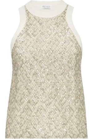 Brunello Cucinelli Sequinned embroidered tank top