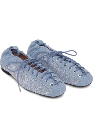 Ganni Denim lace-up ballet flats