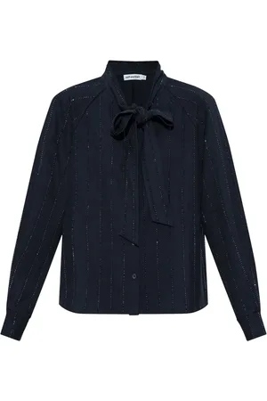 Self-Portrait Rhinestone-embellished pinstripe shirt