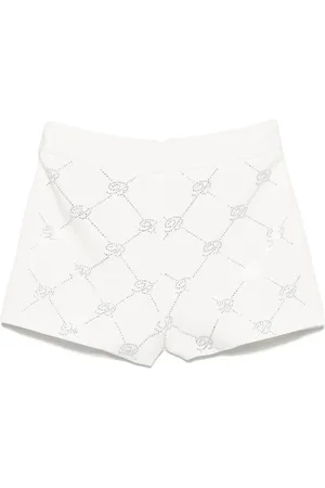 MISS BLUMARINE Rhinestone-logo shorts