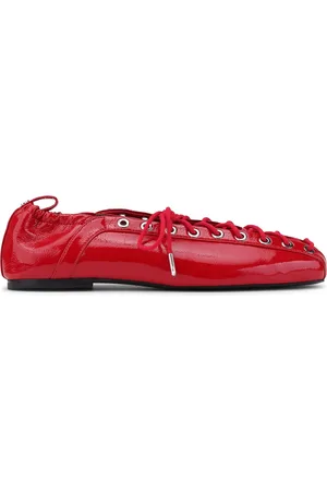 Ganni Lace-up leather ballerina shoes