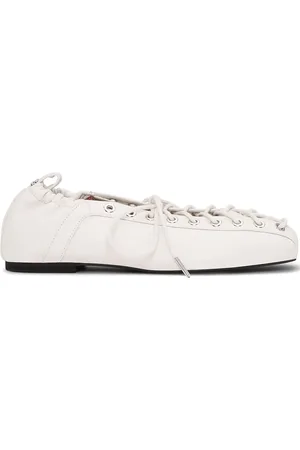Ganni Lace-up leather ballerina shoes