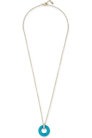 Mateo 14kt yellow Donut diamond and turquoise necklace
