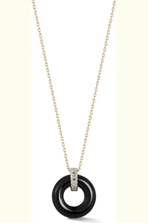 Mateo 14kt yellow Donut diamond and onyx necklace