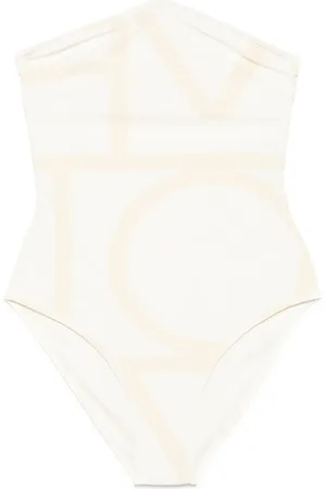 Totême Monogram strapless swimsuit