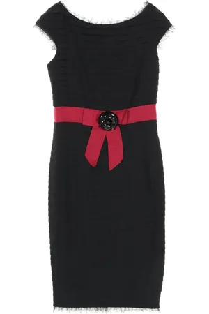 CHANEL 1986-1988 Camellia-brooch midi dress