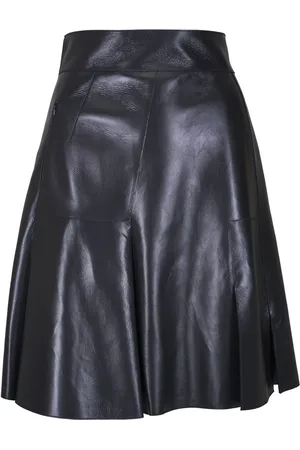 AKRIS Leather midi skirt