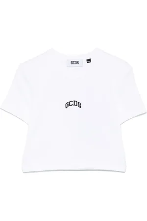 GCDS Logo-embroidered cropped T-shirt