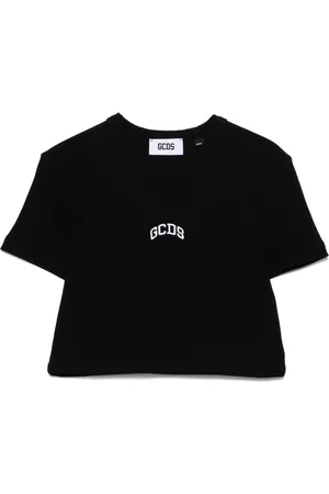 GCDS Logo-embroidered cropped T-shirt
