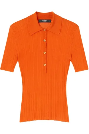VERSACE Ribbed-knit polo shirt